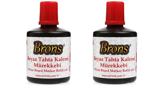 Brons Beyaz Tahta Kalemi Mürekkebi 100 cc 2 Adet Kırmızı