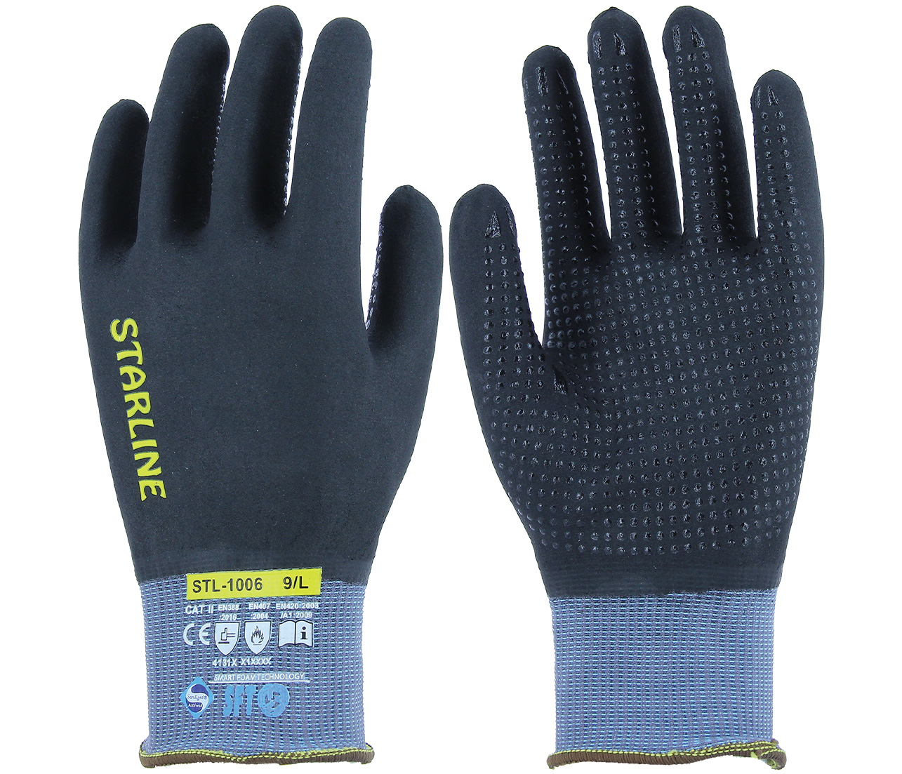 Starline Stl 1006 Genel Amaçlı Gri Siyah Sft Köpük Nitril Puanlı Eldiven 7/S Beden