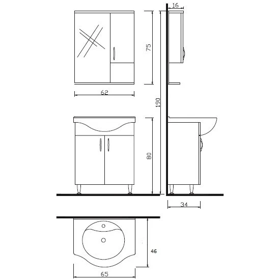DENKO TREND BANYO DOLABI MDF 65 cm