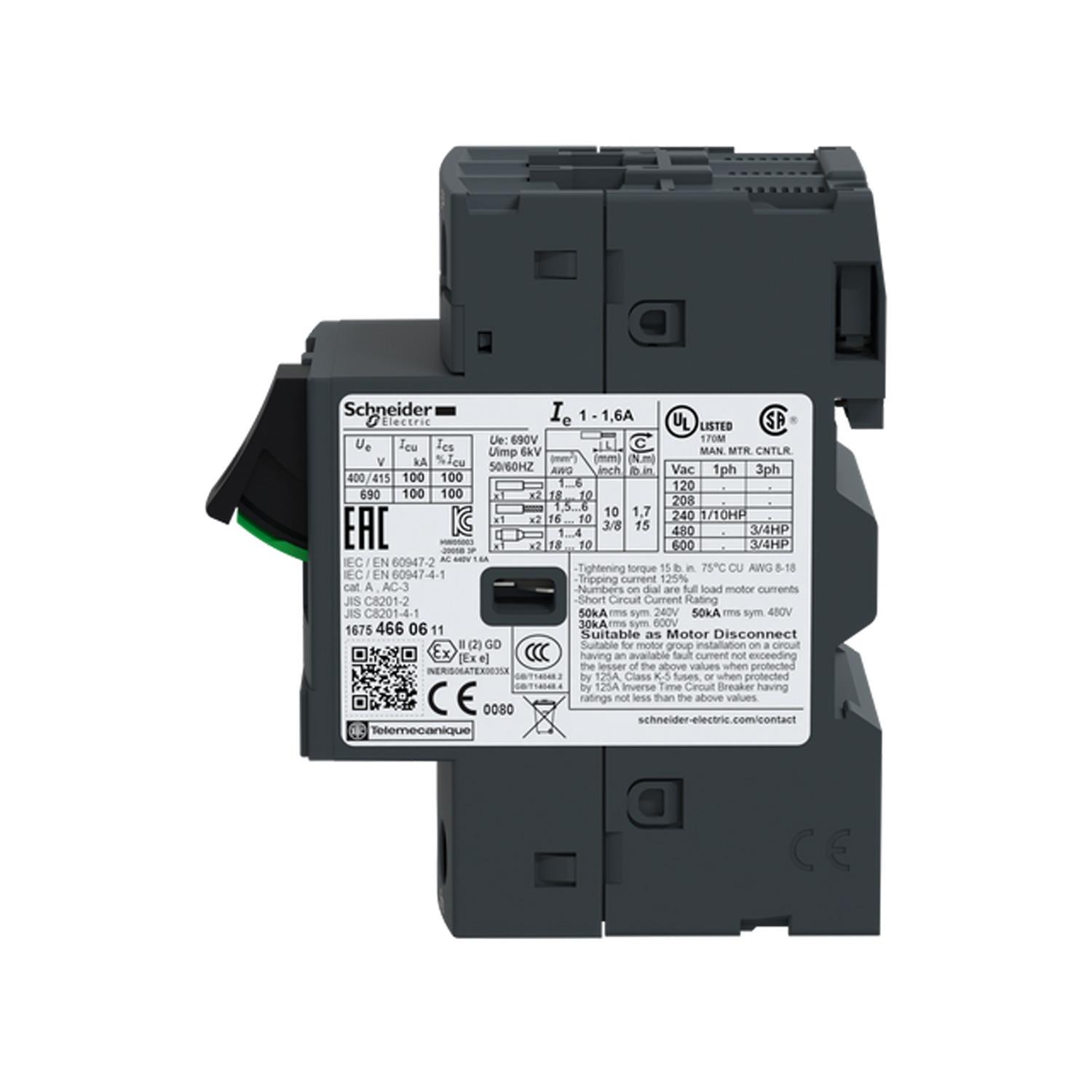 SCHNEIDER TESYS DECA GV2ME06 MOTOR KORUMA ŞALTERİ (1A-1,6A)