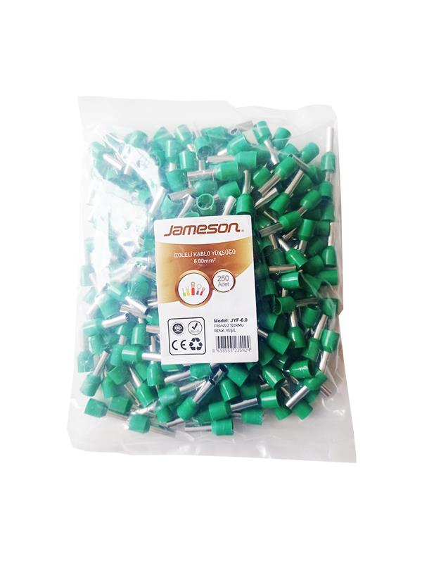 JAMESON JYF-6.0 FRANSIZ NORMU İZOLELİ KABLO YÜKSÜK (6,0 MM-YEŞİL) (250 ADET )