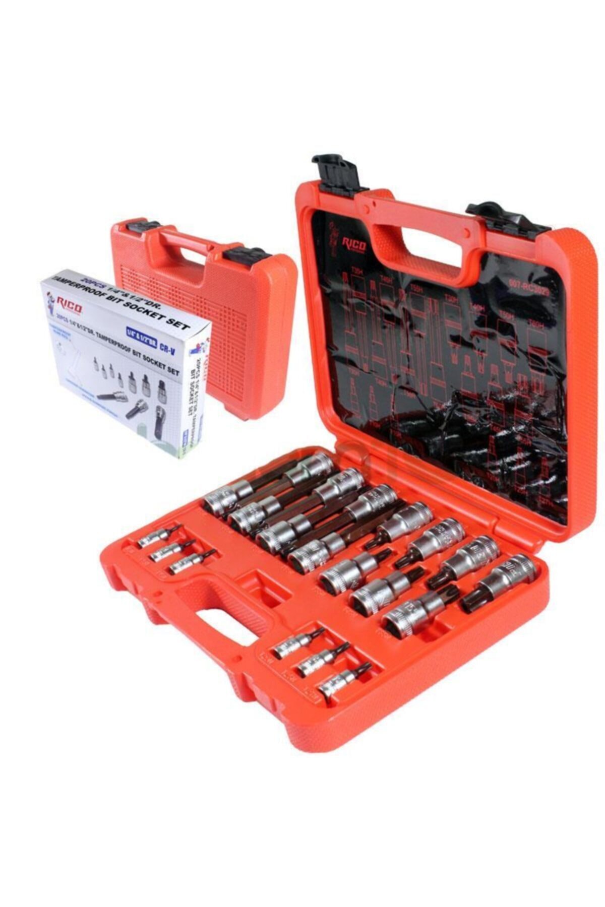 007-rc3029 20 Parça Delikli Torx Lokma Seti Takımı 1/4-1/2