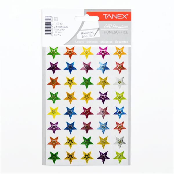 Tanex Tnx-301 Hologram Yıldız Etiketi 2 Sayfa 17mm 80 Adet