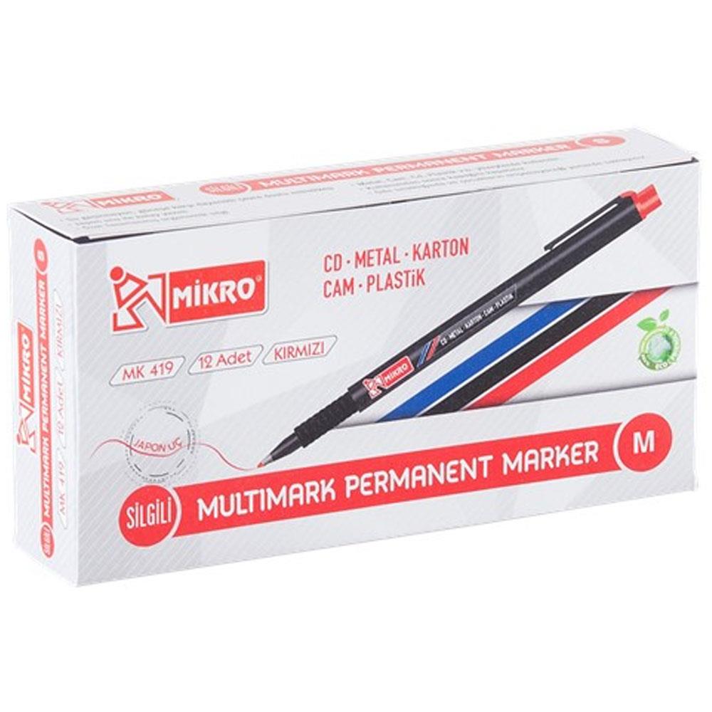 Mikro MK419 CD Kalemi Permanent M Kırmızı 12li Paket