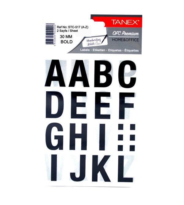 Tanex Stc-517 Harf Etiketi 30 mm A-Z 2 Sayfa