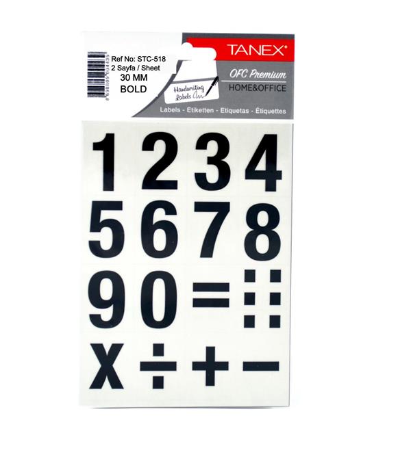 Tanex Stc-518 Rakam Etiketi 30 mm 2 Sayfa