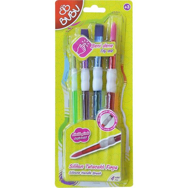 Bu-Bu Silikon Tutacaklı Fırça 4 Parça FR0003