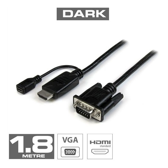 Dark 1.8m HDMI - VGA Güç Destekli Kablo