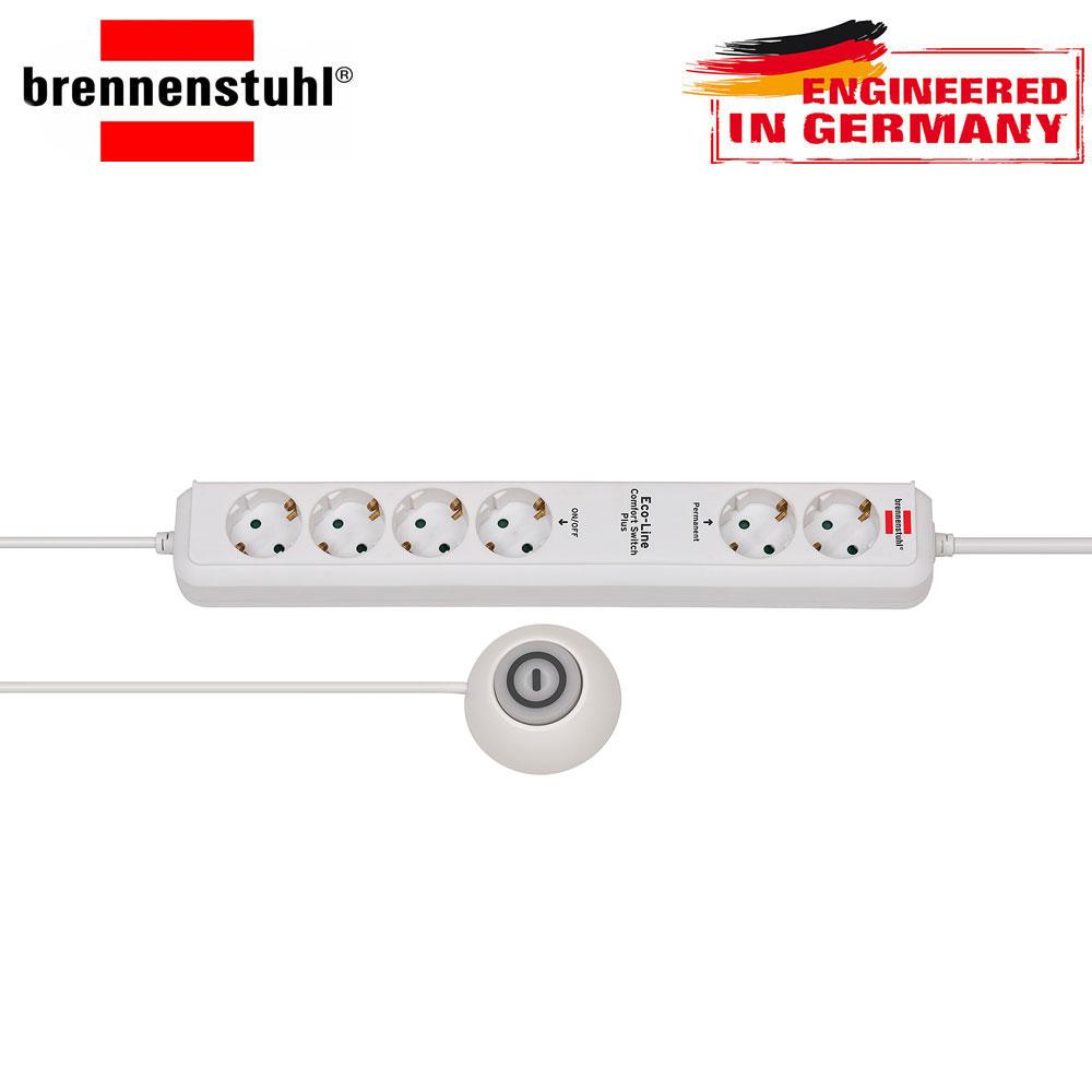 Brennenstuhl Eco Line Comfort Serisi Fonksiyonel Güvenlik Anahtarlı 6 Soketli 1.5 Metre Uzatma Priz Beyaz