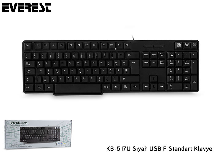Everest KB 517UF Siyah USB F Standart Klavye