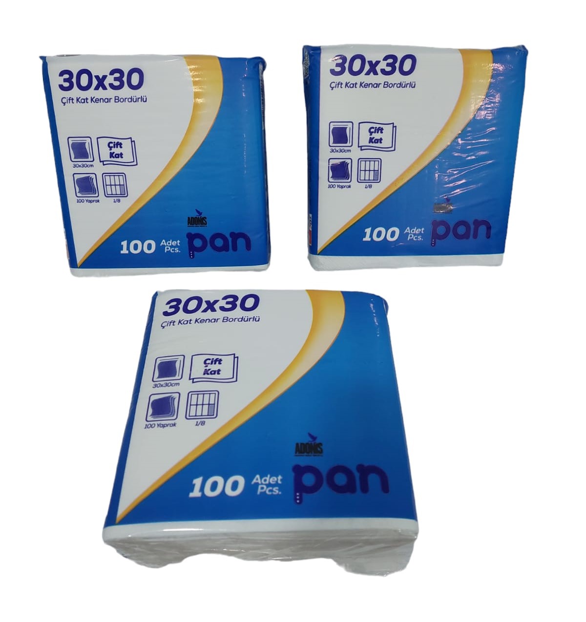 PAN 30x30 KENAR BORDORLÜ ÇİFT KAT PEÇETE 12x100