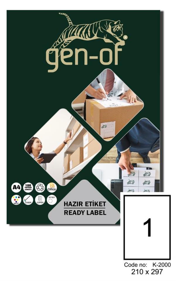 Gen-Of Gk-2000 Laser Etiket 210 X 297 100 Sayfa100 Etiket