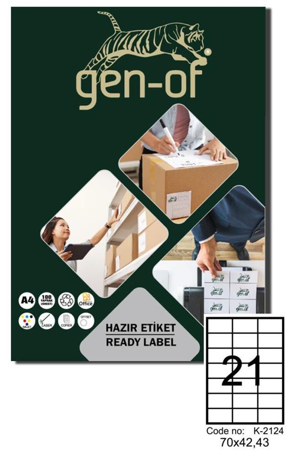 Gen-Of Gk-2124 Laser Etiket 70 X 42,43 100 Sayfa2100 Etiket
