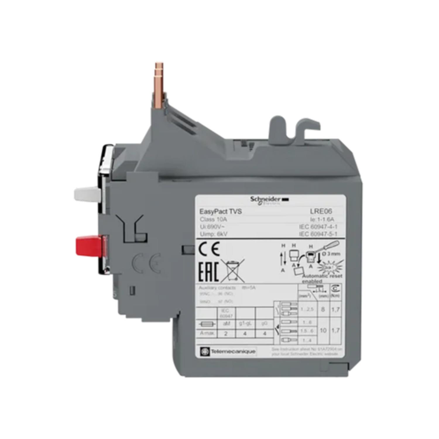 SCHNEIDER EASYPACT TVS LRE-06 DİFERANSİYEL TERMİK AŞIRI YÜK RÖLESİ (1-1,6A)
