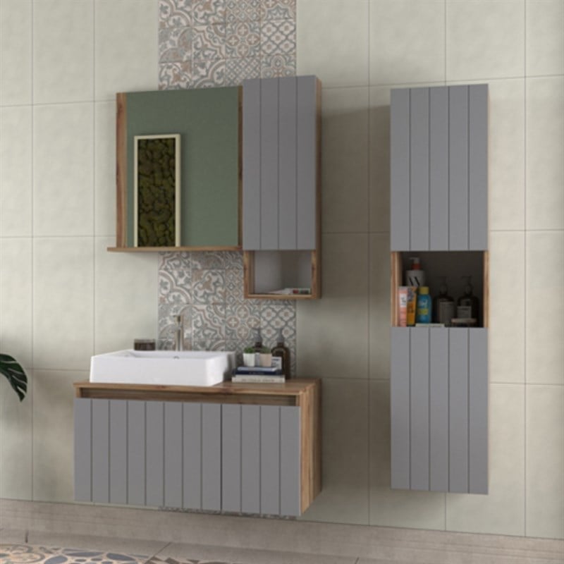 Biani Nevada Matt Anthracite 90 cm Banyo Dolabı