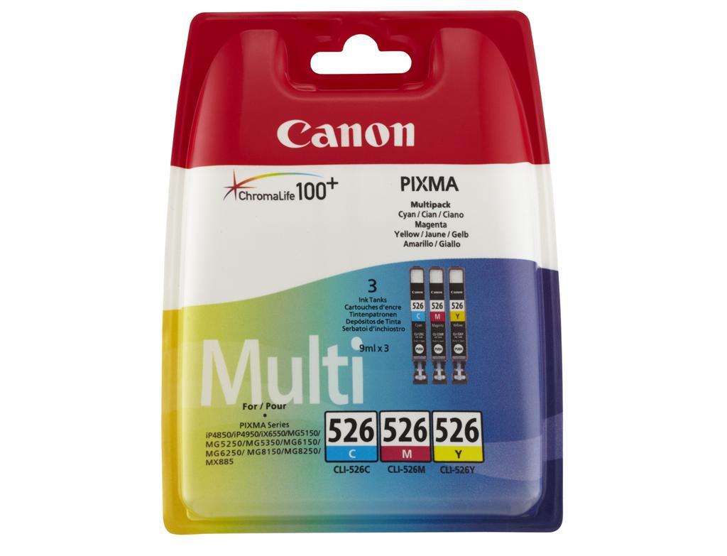 Canon Clı-526 Cyan-Magenta-Yellow Mavi-Kırmızı-Sarı 3'Lü Multipack Mürekkep Kartuş