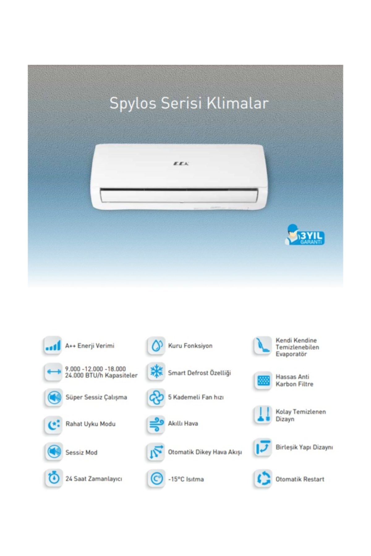 E.C.A. Spylos 18.000 Btu Split Inverter Klima