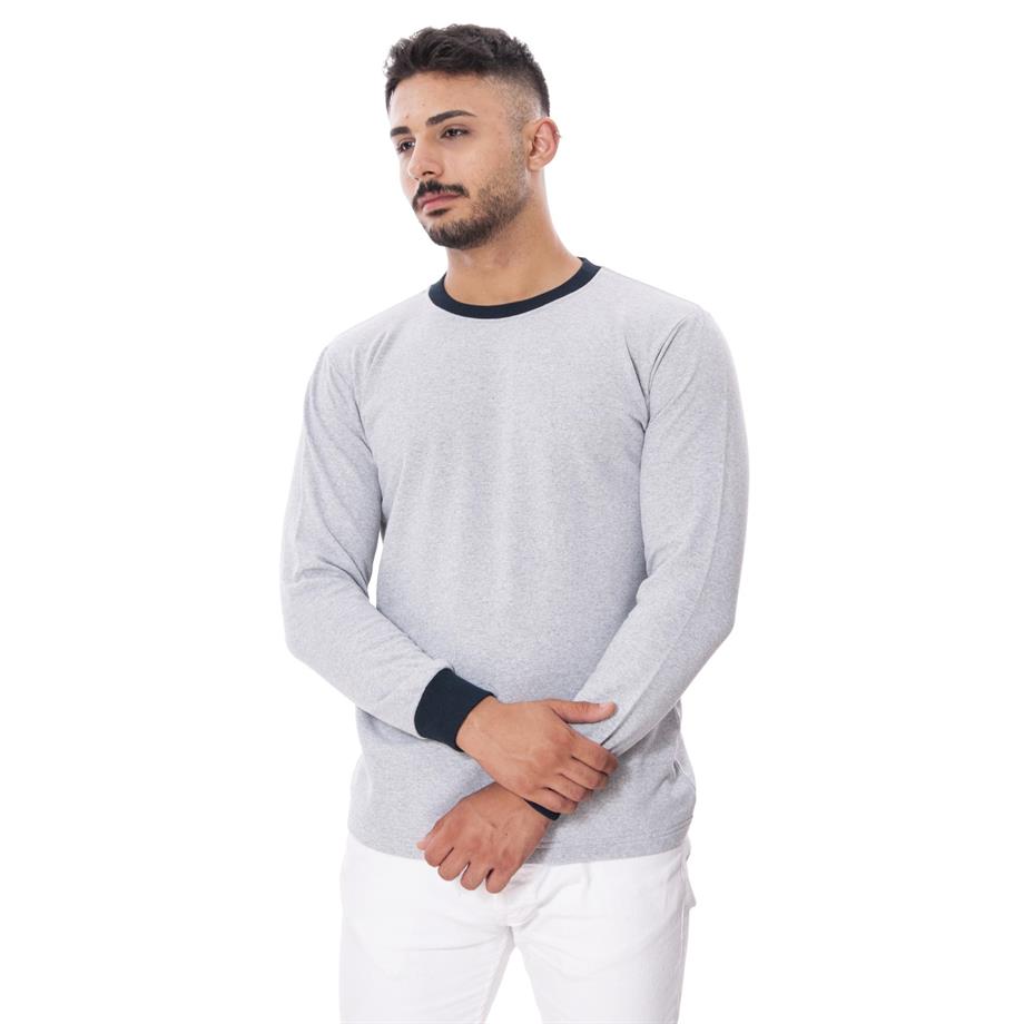 Persmont İBS04K Gri İki İplik Sıfır Yaka Sweat