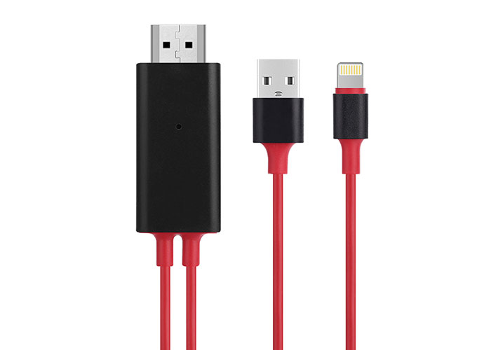 Hytech Hy-Xo52 Kırmızı-Siyah Lightning To Hdmı + Usb 2M Mobil Telefon Uyumlu Kablo