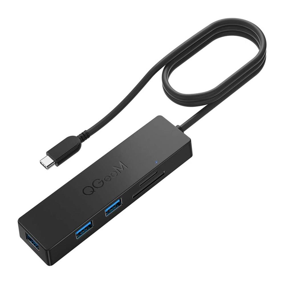 Qgeem QG UH05C USB 3.0 Type C 5 in 1 TF SD Kart Okuyucu 3x USB 3.0 Dönüştürücü Çevirici HUB