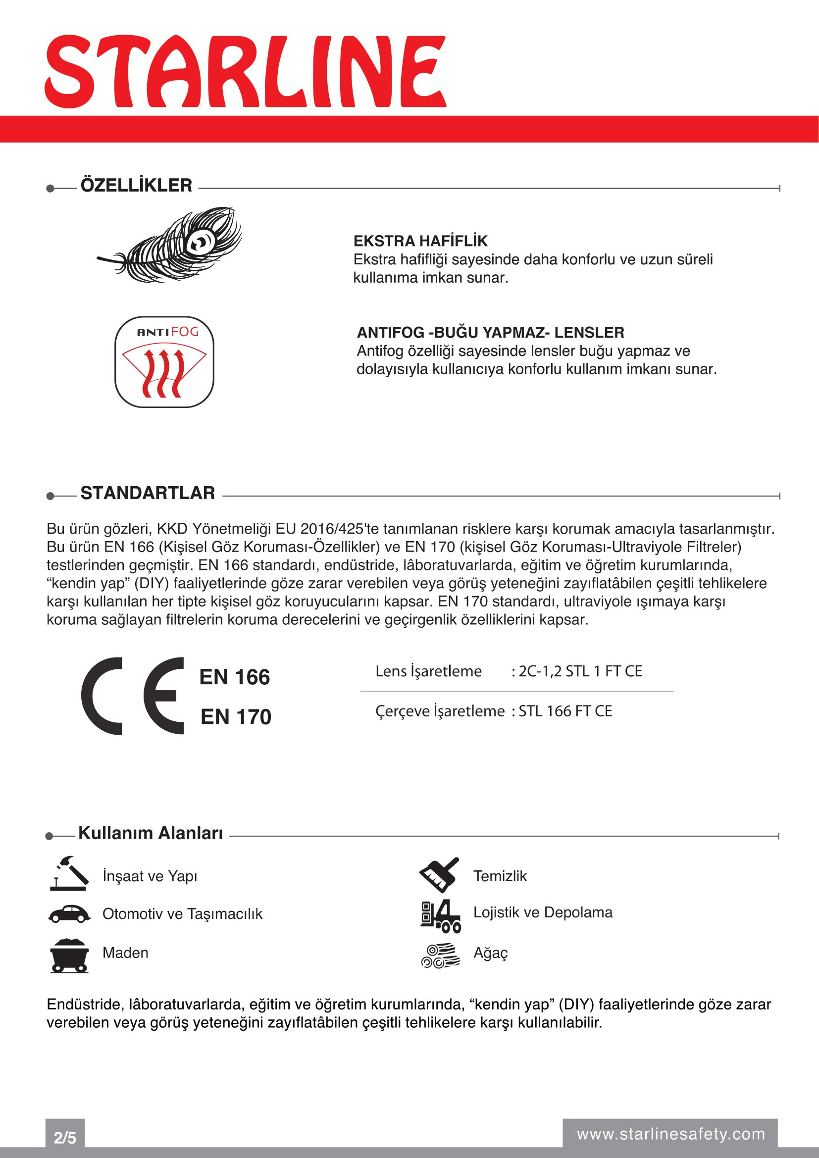 Starline G-059A-C Şeffaf Darbeye Karşı Dirençli ve Çizilmeye Dayanıklı Buğulanmaz Koruyucu Gözlük