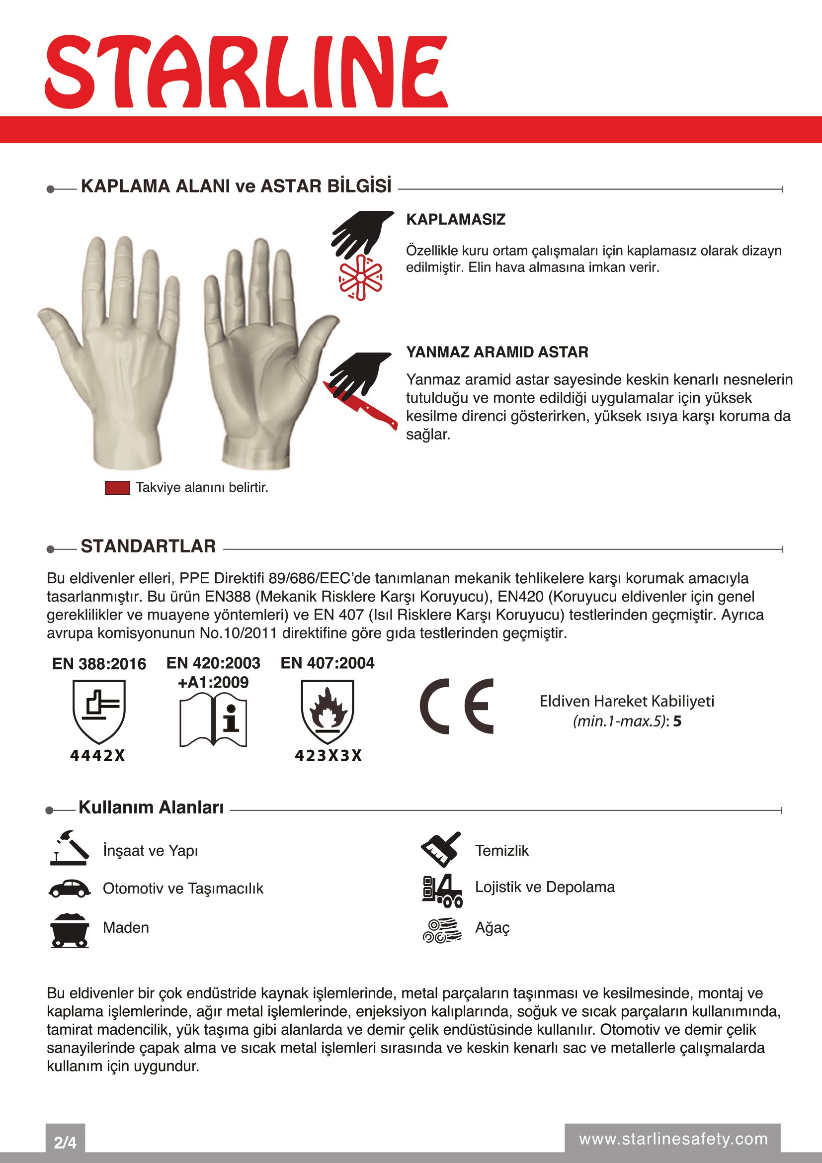 Starline S1TK-18 Yüksek Isıya Dayanıklı (150°- 250°) ve Örme Aramid Kumaşlı Sarı 38 CM. Termal Eldiven (10/XL Beden)