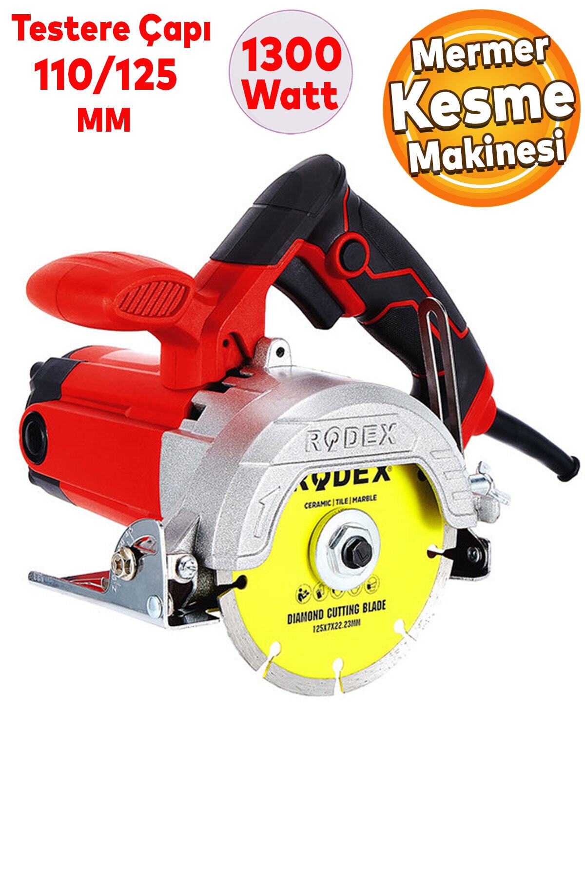 Rodex RDX3881 Mermer Seramik Taş Kesme Makinesi Çok Mamaçlı Daire Testere Makinası 125mm 1300W