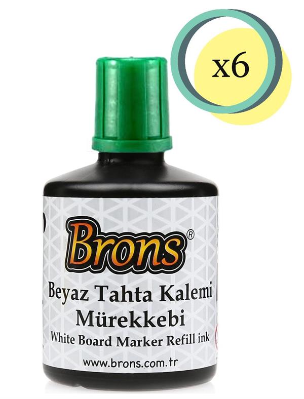 Brons Beyaz Tahta Kalemi Mürekkebi 100 cc 6 Adet Yeşil