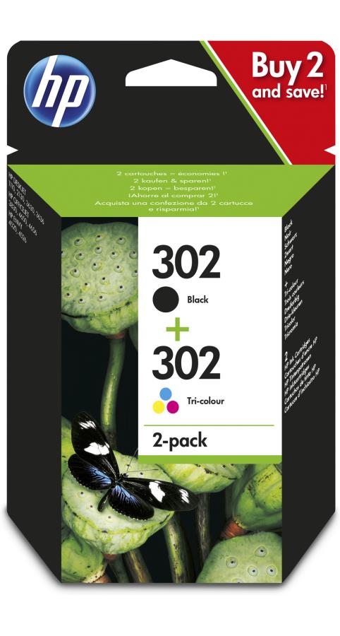 HP 302 Black Colour Siyah Renkli Multipack Kartuş X4D37Ae