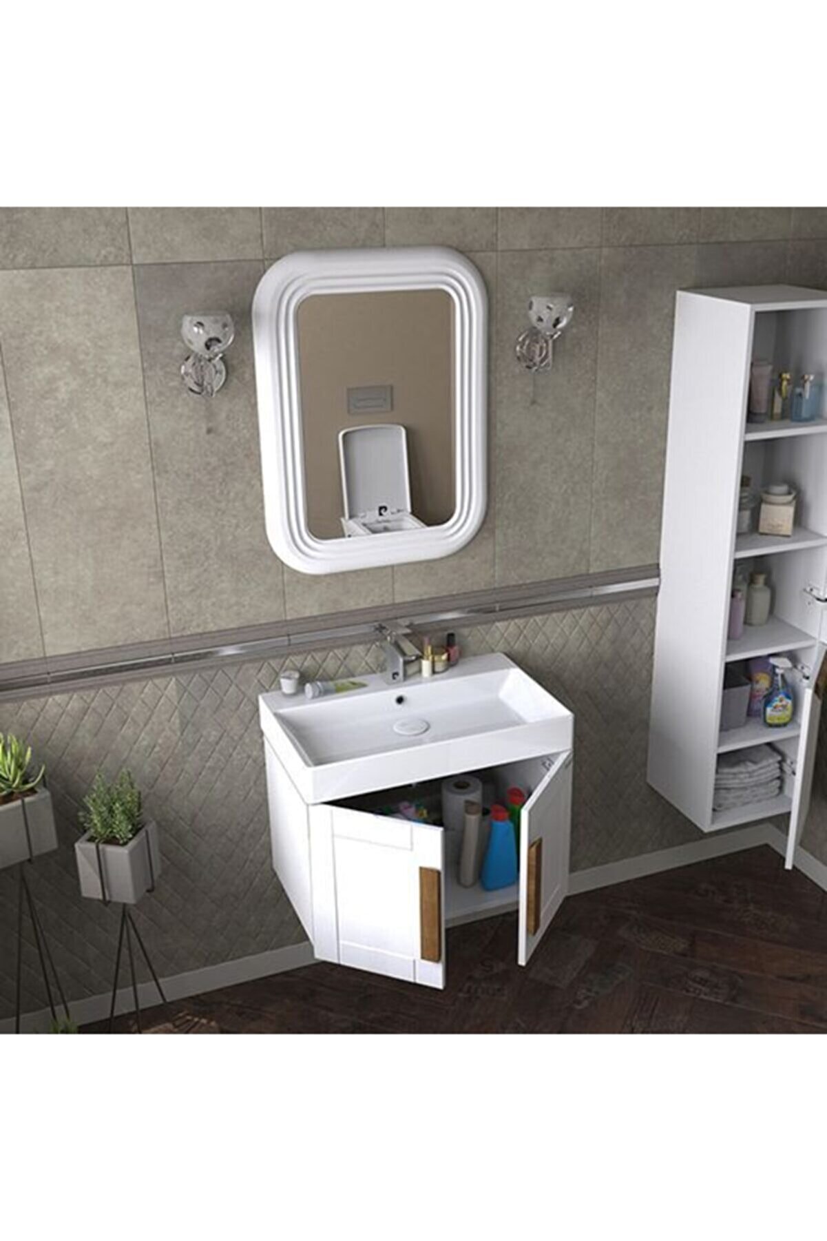 Pierre Cardin Pio 70 cm Banyo Dolabı Mat Beyaz