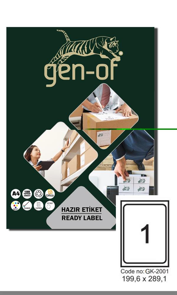Gen-Of Gk-2001 Laser Etiket 199,6 X 289,10 100 Sayfa 100 Etiket