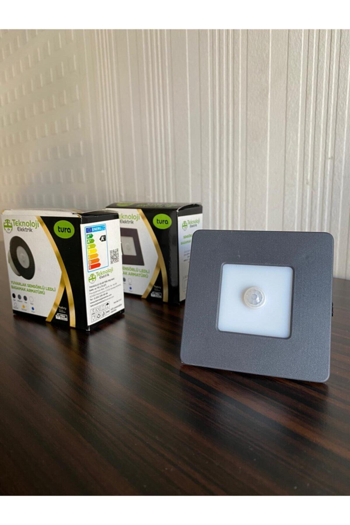 Teknoloji Elektrik Full Reyon Koridor Ve Basamak Sensörlü Kare Spot Lamba (3000K GÜN İŞIĞI)