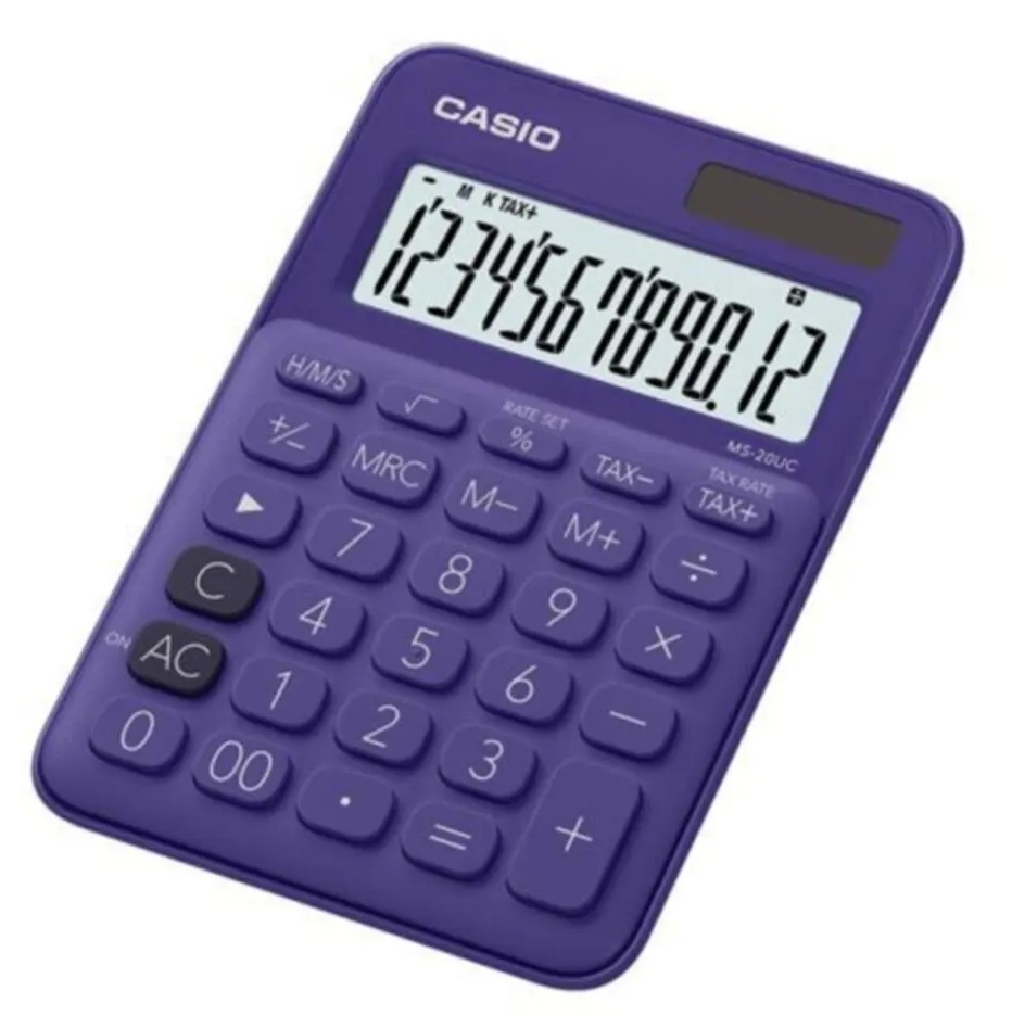 Casio MS-20UC-PL 12 Hane Mor Masa Üstü Hesap Makinesi