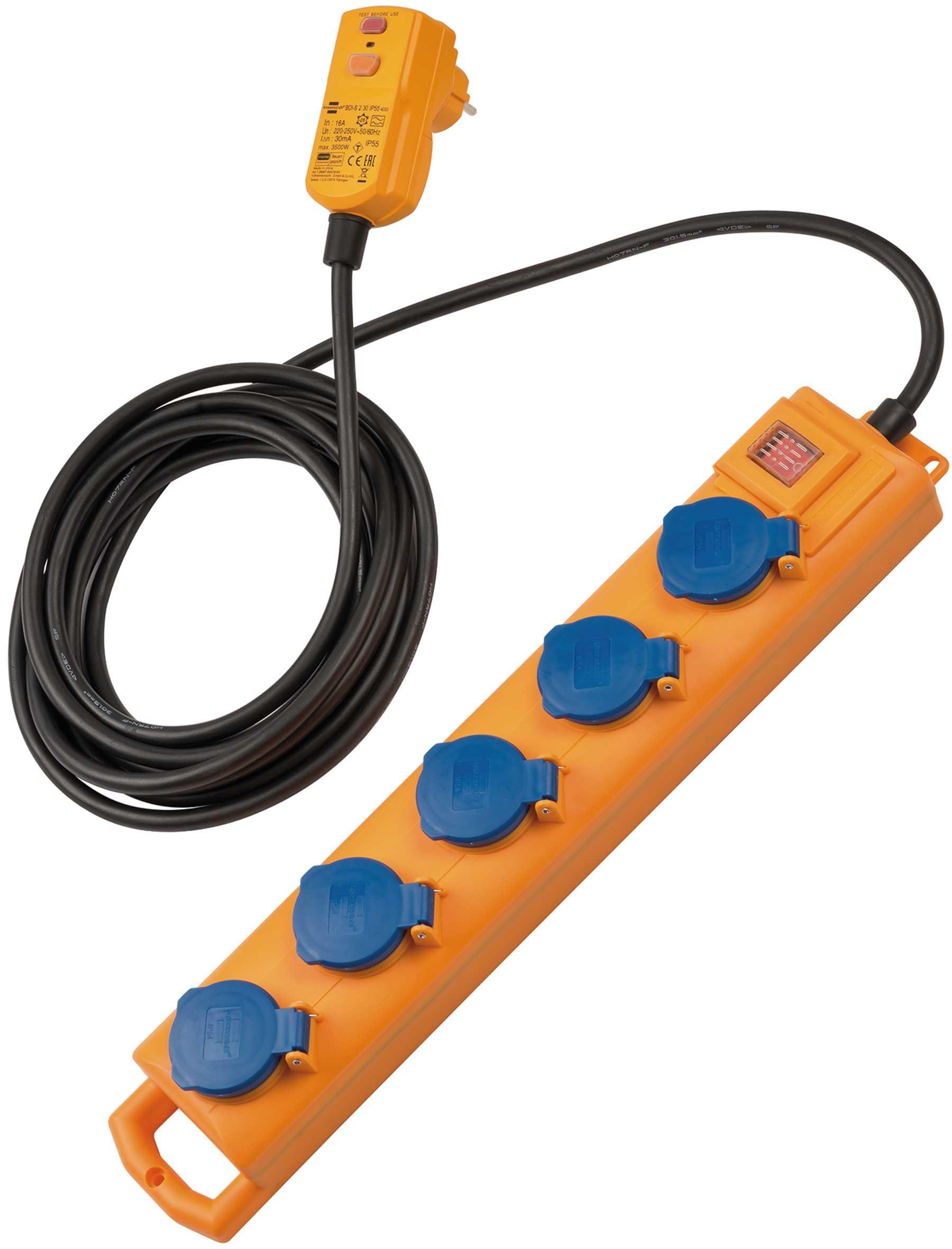 Brennenstuhl Super Solid Serisi SL 554 De Fı IP54 Lisanslı Darbeye ve Suya Dayanıklı 5 Metre 5 Soketli Uzatma Priz