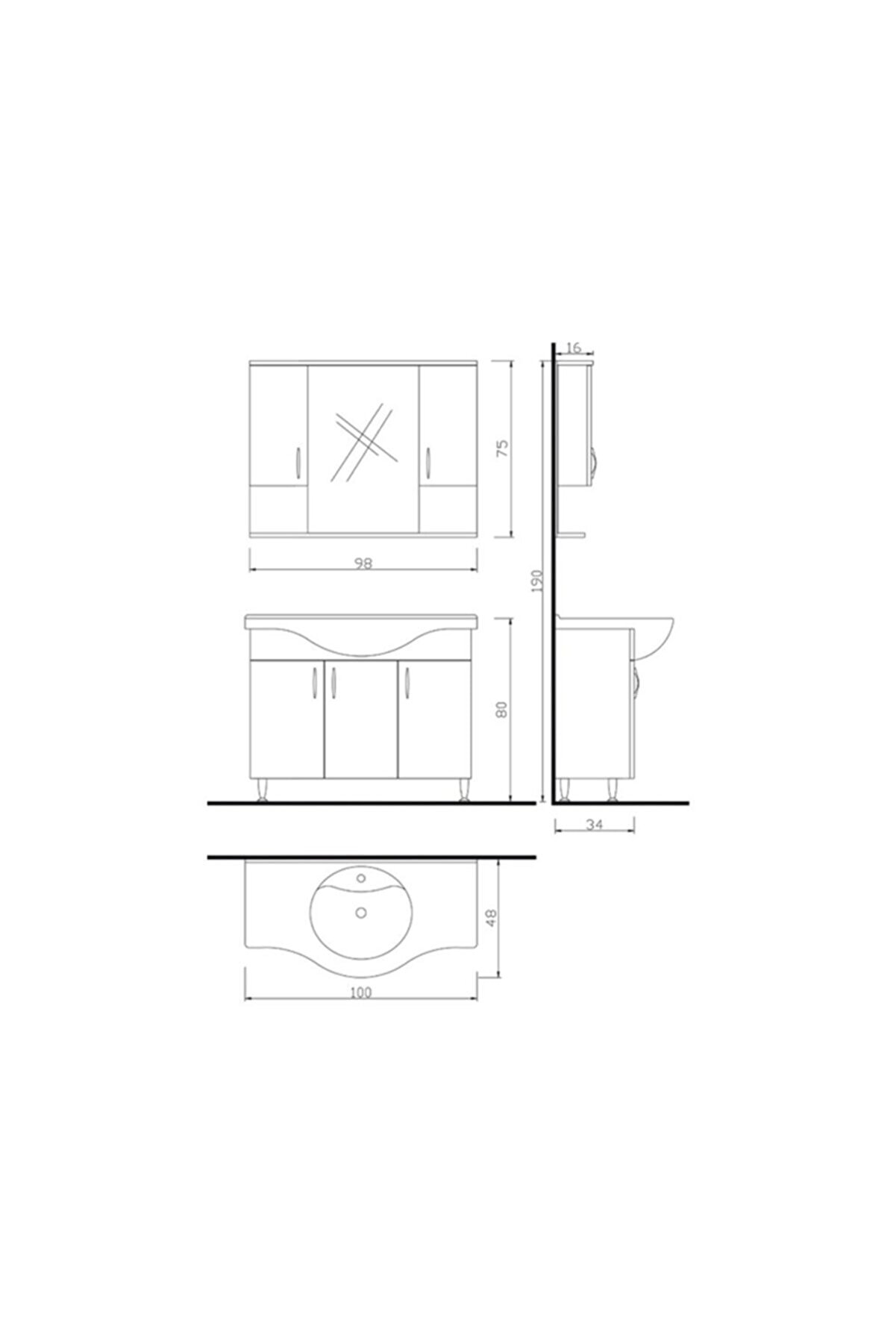 Denko Trend 100 cm Mdf Banyo Dolabı