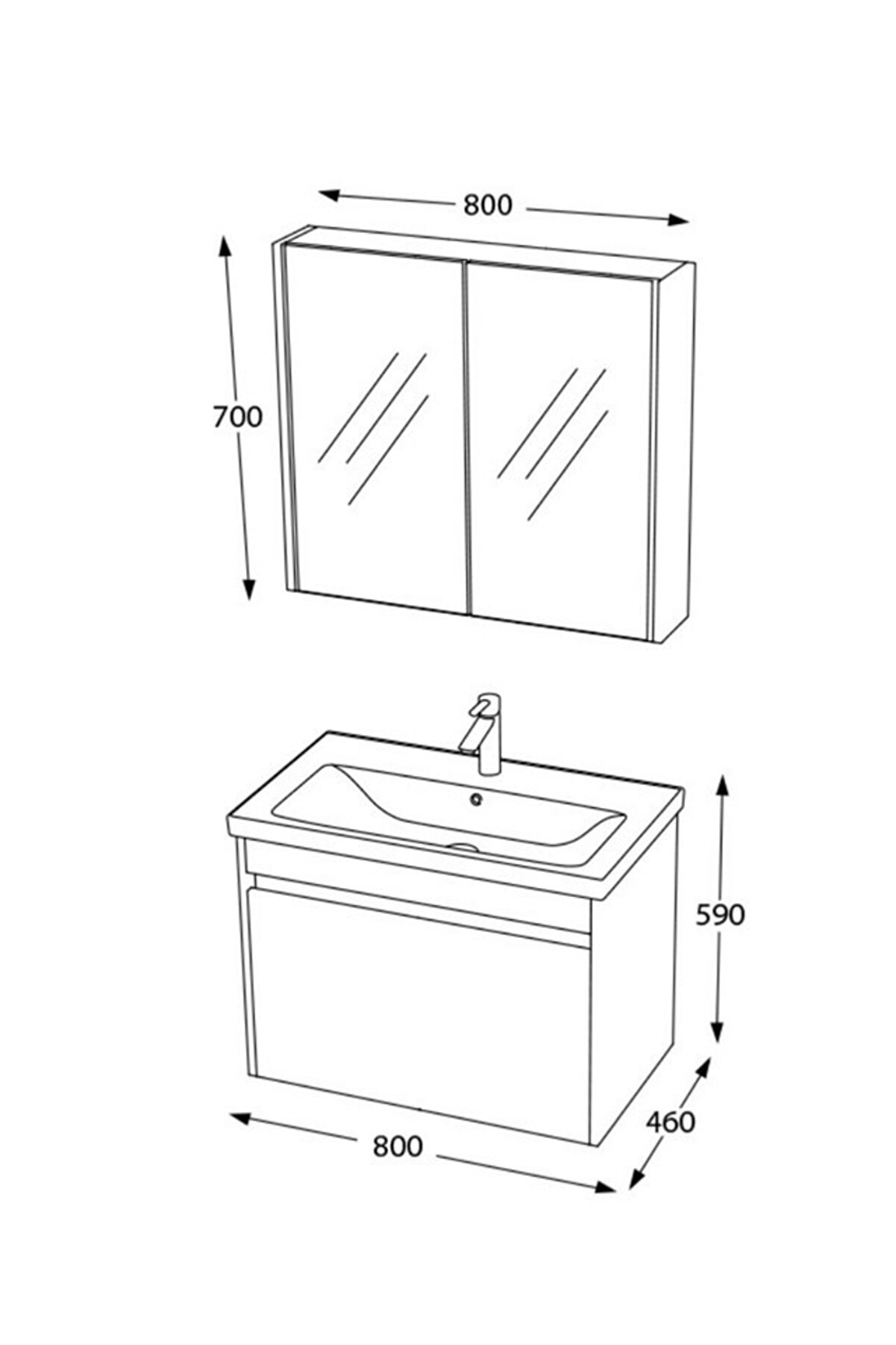 Biani KONAK 80 cm BEYAZ BANYO DOLABI