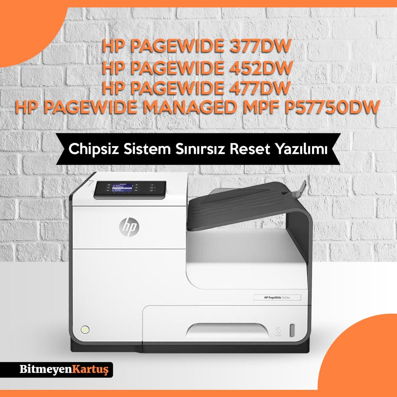 HP Pagewide 477 / 452 / 377/ 55750 Serisi Chipsiz Sistem Sınırsız Reset Yazılımı