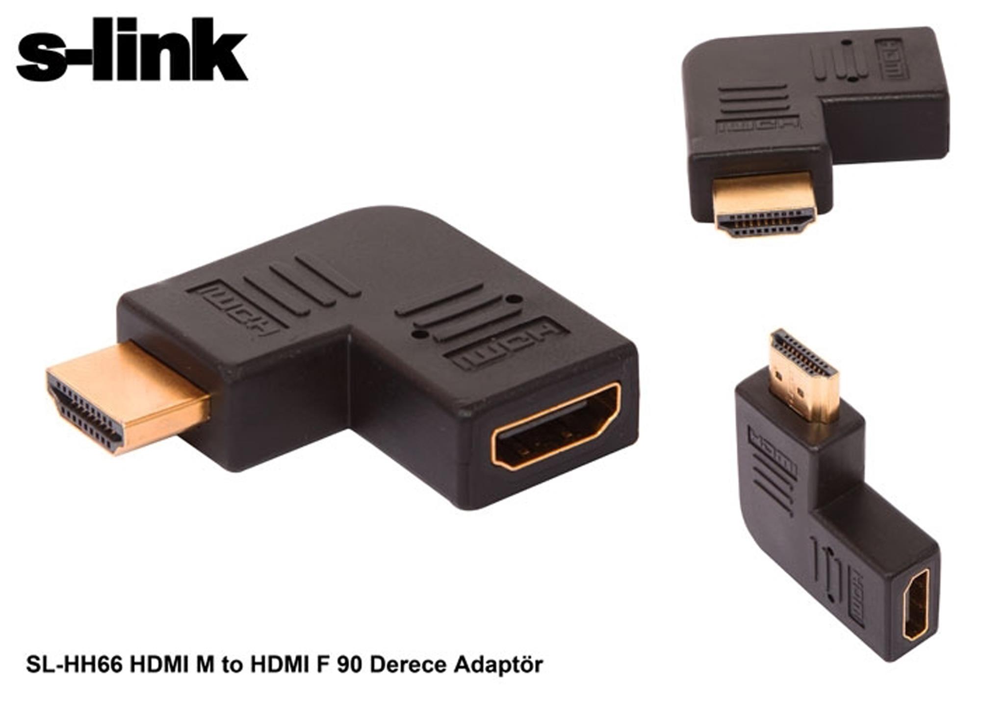 S-Link SL-HH66 HDMI Erkek To HDMI Dişi 90 Derece Yatay Çevirici
