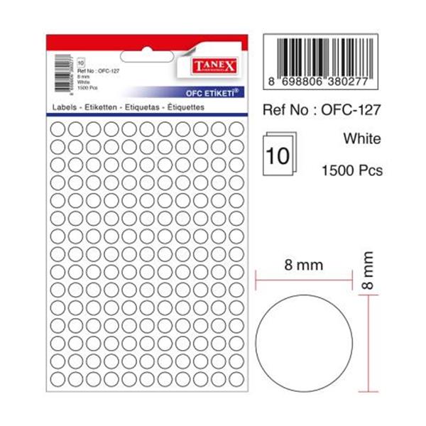 Tanex Ofc-127 Beyaz Ofis Etiketi 0,8 mm 10 Syf-1500 Adt