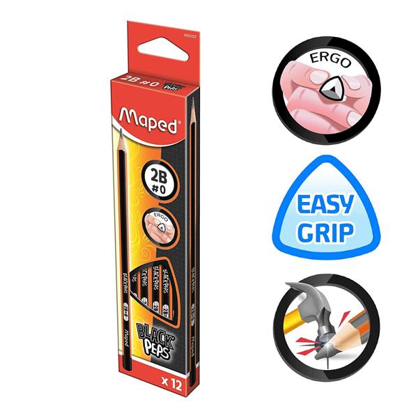 Maped Black Pebs 2B Kurşun Kalem 12 Adet