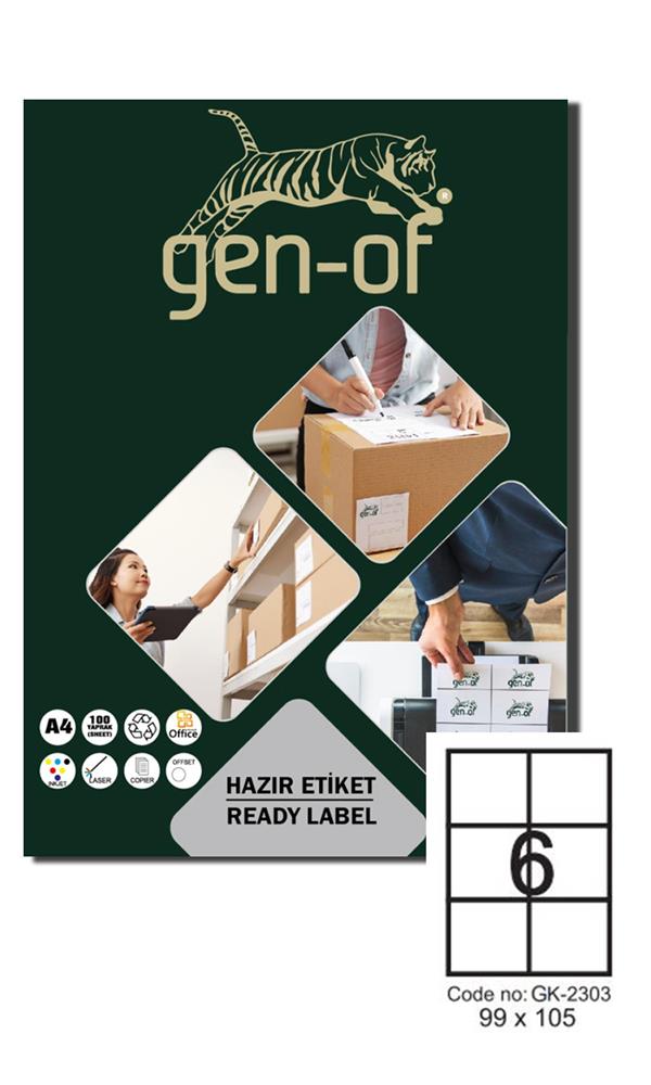 Gen-Of Gk-2303 Laser Etiket 99 X 105 100 Sayfa 600 Etiket