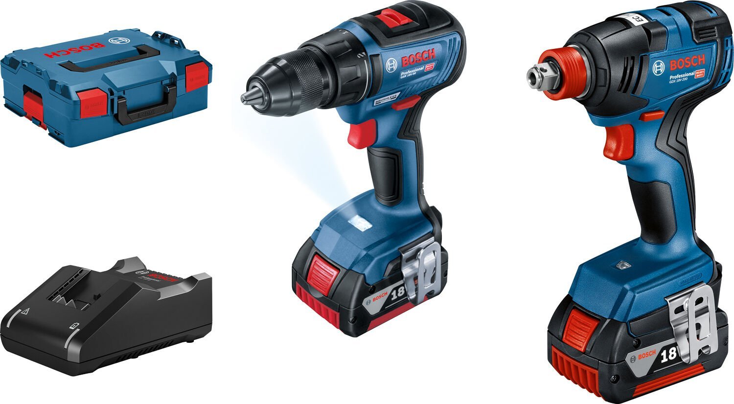 Bosch Professional GDX 18V-200 Somun Sıkma + GSR 18V-50 Akülü Delme ve Vidalama Makinesi + 2x4.0 Ah 18 Volt Li-Ion Akü