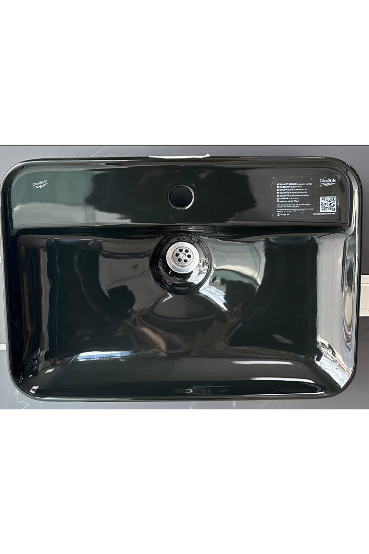 Turkuaz Seramik Lal Siyah Tezgah Üstü Lavabo 60 x 42 cm