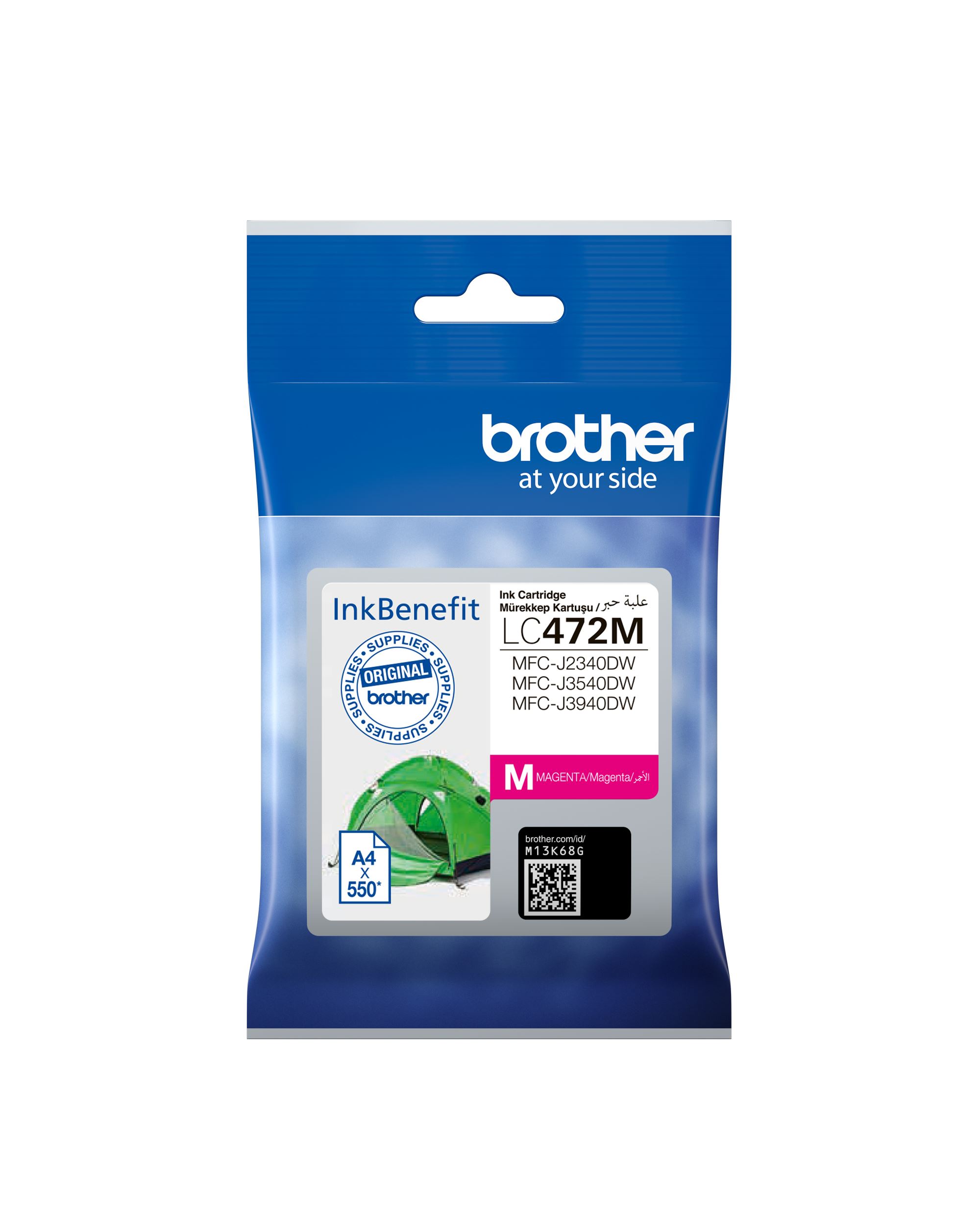 Brother Lc472M Magenta Kırmızı 550 Sayfa Kartuş Mfc-J2340-J3540-J3940