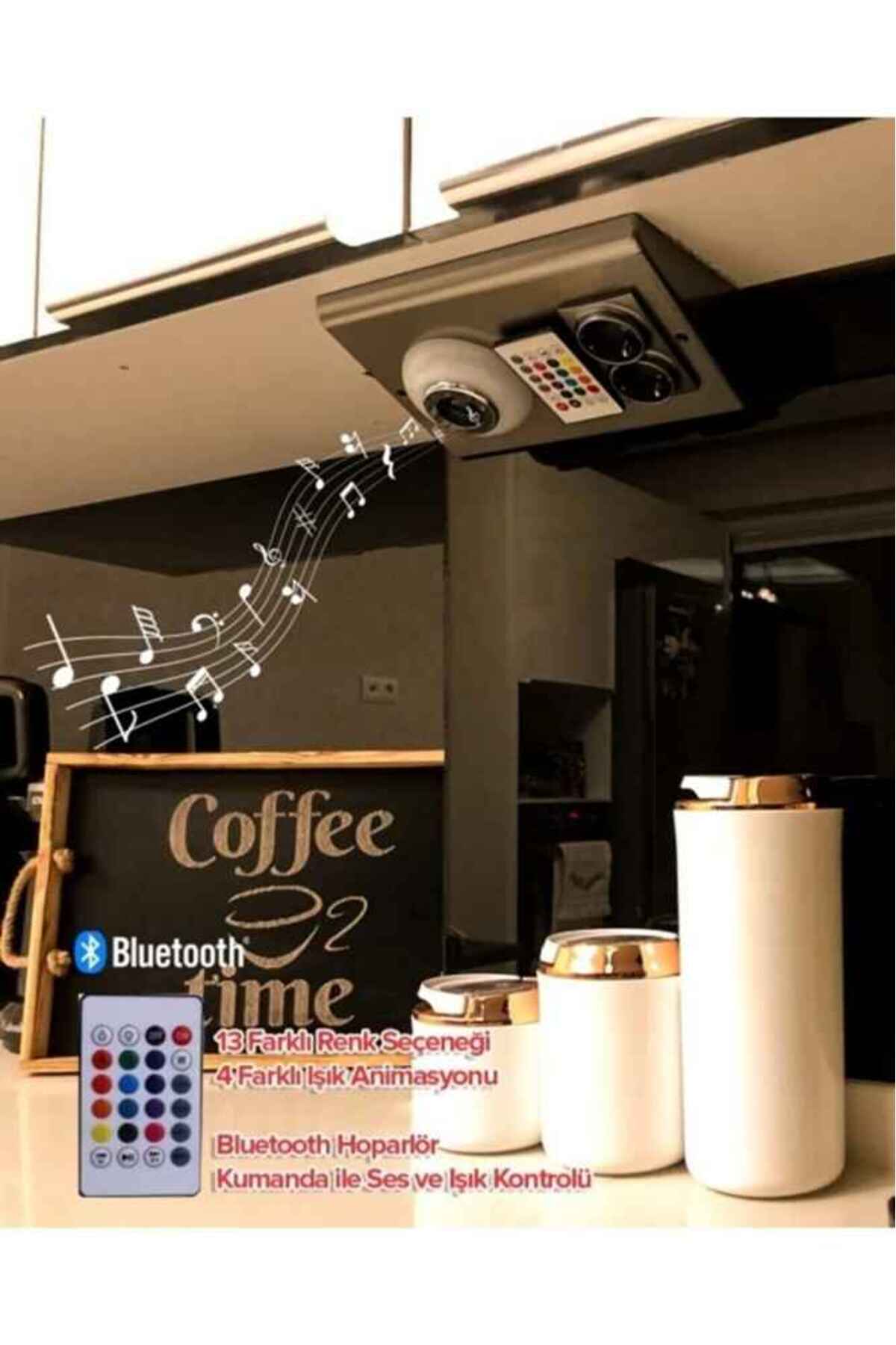 Teknoloji Elektrik Dolap Ve Tezgah Altı Led Bluetooth Müzik Çalar Sese Duyarlı Prizmatik Venüs Beyaz