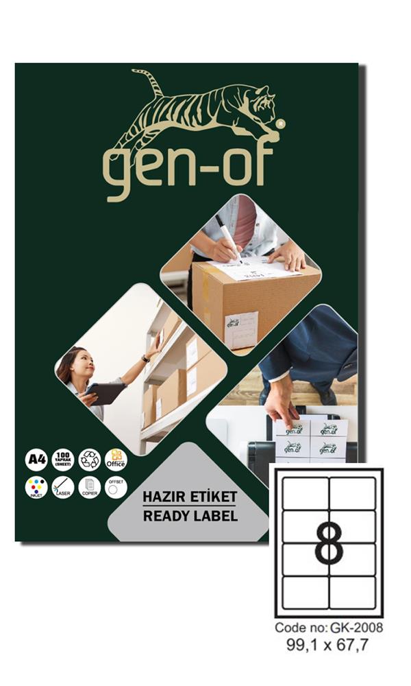 Gen-Of Gk-2008 Laser Etiket 99,10 X 67,7 100 Sayfa 800 Etiket