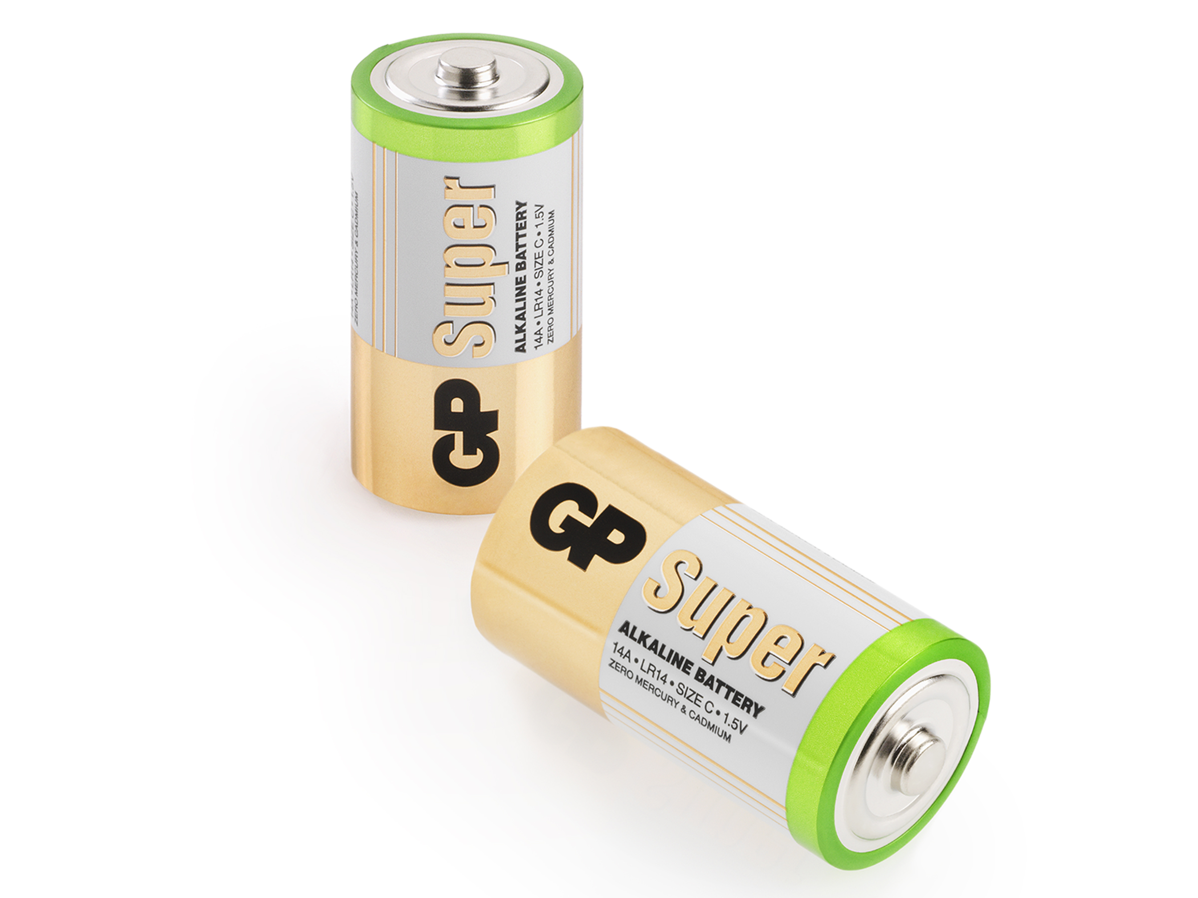 GP Batteries GP14A Süper Alkalin LR14/E93/C Boy Orta Pil, 1.5 Volt, 2Li Kart
