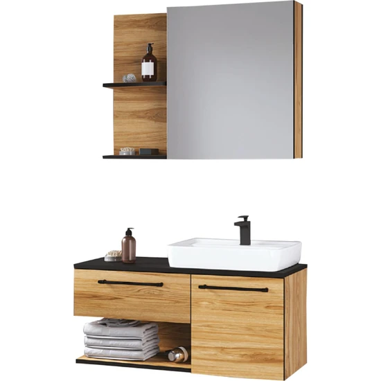 Denko Piramit 90 cm Mdf Banyo Dolabı