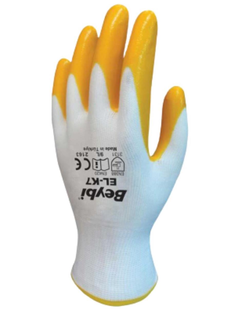 Beybi Pn7 Sarı Beyaz Nitril İş Eldiveni 288 Çift