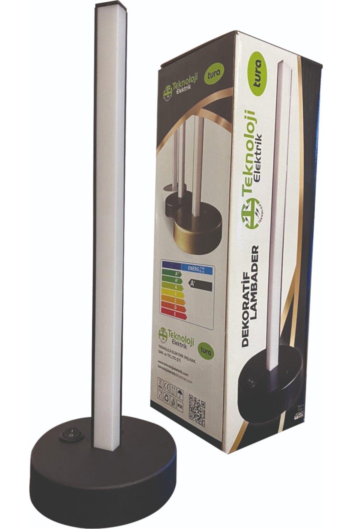 Teknoloji Elektrik Led Masa Lambası - Abajur Mat Siyah (LED GÜN İŞIĞI) 9 W